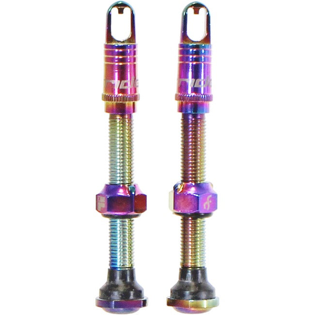 RideFast Nut Jobs Tubeless Valves 46mm Pair- Oil Slick