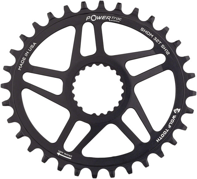Wolf Tooth Elliptical Direct Mount Chainring - 32t, Shimano DM Boost, 3mm Offset, Drop-Stop ST, Requires 12-Speed HG+ Chain, Black